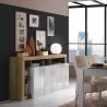 Sideboard Anrichte 184cm 4 Türen Hochglanz Weiß Eiche Cadiz BR Sales