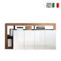 Moderne Küchenkommode 4 Türen 184cm glänzendes weißes Holz Cadiz MR Verkauf