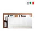 Moderne Küchenkredenz 4 Türen 184cm glänzend weiß Holz Cadiz MR Verkauf