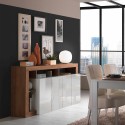 Moderne Küchenkredenz 4 Türen 184cm glänzend weiß Holz Cadiz MR Sales