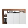 Madia-Buffet aus Holz für das Wohnzimmer mit 146 cm Länge und 3 glänzend weißen Türen, Hailey MR. Angebot