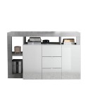 Wohnzimmerschrank Lavine BC, 2 Türen, 3 Schubladen, Hochglanz Weiß und Betonoptik Angebot