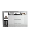Wohnzimmerschrank Lavine BC, 2 Türen, 3 Schubladen, Hochglanz Weiß und Betonoptik Angebot