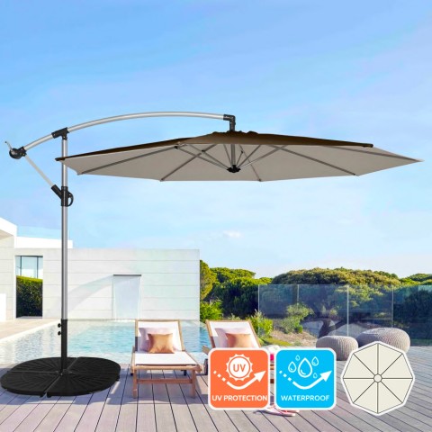 Gartenschirm 3 Meter dezentraler Arm achteckig Aluminium Bar Hotel Fan Brown Aktion