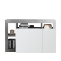 Sideboard für Wohnzimmer 3 Türen Hochglanz Weiß 146cm Beton Hailey BC Angebot