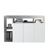Sideboard für Wohnzimmer 3 Türen Hochglanz Weiß 146cm Beton Hailey BC Angebot