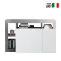 Sideboard für Wohnzimmer 3 Türen Hochglanz Weiß 146cm Beton Hailey BC Verkauf