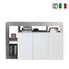Sideboard für Wohnzimmer 3 Türen Hochglanz Weiß 146cm Beton Hailey BC Verkauf
