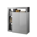Hochschrank Anrichte Küche Wohnzimmer Weiß Hochglanz 2 Türen Blume BC Angebot