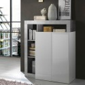 Hochschrank Anrichte Küche Wohnzimmer Weiß Hochglanz 2 Türen Blume BC Aktion