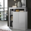 Hochschrank Anrichte Küche Wohnzimmer Weiß Hochglanz 2 Türen Blume BC Aktion