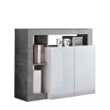 Mobiler CM-Aufsatz aus Betongrau mit 2 glänzend weiß lackierten Türen Reva BC Angebot