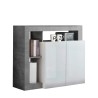 Graue Beton-Anrichte mit Stauraum, 2 Türen in glänzendem Weiß Reva BC Angebot