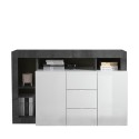 Moderner schwarzer Buffet-Schrank, 2 Türen, 3 Schubladen, Hochglanz Weiß Lavine BX Angebot