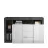 Moderner schwarzer Buffet-Schrank, 2 Türen, 3 Schubladen, Hochglanz Weiß Lavine BX Angebot