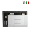 Moderner schwarzer Buffet-Schrank, 2 Türen, 3 Schubladen, Hochglanz Weiß Lavine BX Verkauf