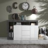 Moderner schwarzer Buffet-Schrank, 2 Türen, 3 Schubladen, Hochglanz Weiß Lavine BX Aktion