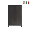 Moderne Design-Anrichte mit 2 Türen und 4 Fächern, schwarzes Holz Bogarde Steel Verkauf