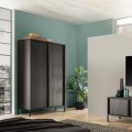 Moderne Design-Anrichte mit 2 Türen und 4 Fächern, schwarzes Holz Bogarde Steel Aktion