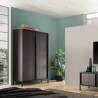 Moderne Design-Anrichte mit 2 Türen und 4 Fächern, schwarzes Holz Bogarde Steel Aktion