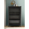 Moderne Design-Anrichte mit 2 Türen und 4 Fächern, schwarzes Holz Bogarde Steel Rabatte