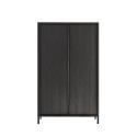Moderne Design-Anrichte mit 2 Türen und 4 Fächern, schwarzes Holz Bogarde Steel Angebot