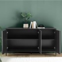 Moderner Design-Sideboard 3-türig Buffet 156cm in schwarzem Holz Cooper Steel Sales