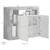 Moderne Hochglanz-Kommode Reva BX im Wohnzimmer, Weiß mit 2 schwarzen Türen Katalog