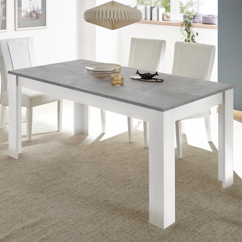 Esstisch 180x90cm modernes Design in Weiß Zement Cesar Basic Aktion