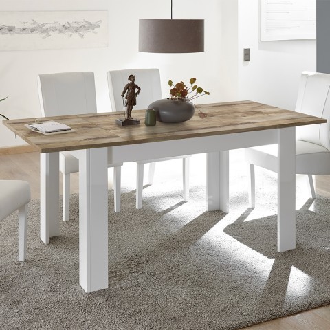 Ausziehbarer Küchentisch in Hochglanz Weiß Holz 90x137-185cm Dyon Basic Aktion
