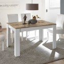 Verlängerbarer Küchentisch in glänzendem weißem Lack und Holz 90x137-185cm Dyon Basic. Sales