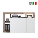 Moderne Wohnzimmer Anrichte Holz 3 Türen Hochglanz Weiß 146cm Hailey BP Verkauf