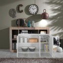 Moderne Wohnzimmer Anrichte Holz 3 Türen Hochglanz Weiß 146cm Hailey BP Auswahl