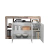 Moderne Wohnzimmer Anrichte Holz 3 Türen Hochglanz Weiß 146cm Hailey BP Rabatte