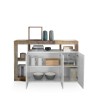Moderne Wohnzimmer Anrichte Holz 3 Türen Hochglanz Weiß 146cm Hailey BP Katalog