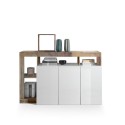 Moderne Wohnzimmer Anrichte Holz 3 Türen Hochglanz Weiß 146cm Hailey BP Sales