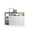 Moderne Wohnzimmer Anrichte Holz 3 Türen Hochglanz Weiß 146cm Hailey BP Sales