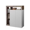 Wohnzimmerschrank Holz 2 Türen Hochglanz Weiß Blume BP Angebot