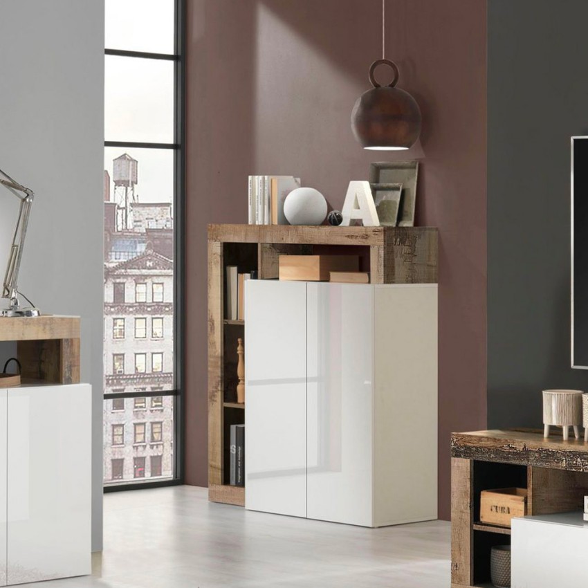 Wohnzimmerschrank Holz 2 Türen Hochglanz Weiß Blume BP Aktion Wohnzimmerschrank Holz 2 Türen Hochglanz Weiß Blume BP Aktion