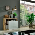 Moderne Anrichte Reva BP - Weiß Hochglanz 2-türig, Holz, Wohnzimmer Rabatte