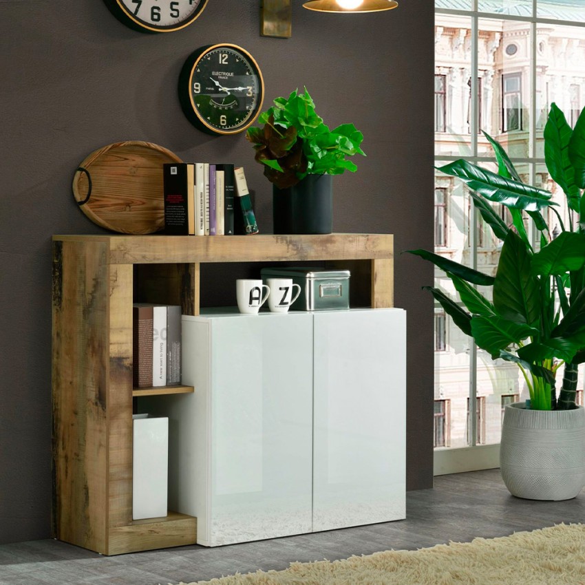 Moderne Anrichte Reva BP - Weiß Hochglanz 2-türig, Holz, Wohnzimmer Aktion Moderne Anrichte Reva BP - Weiß Hochglanz 2-türig, Holz, Wohnzimmer Aktion