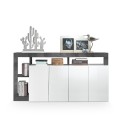 Wohnzimmer Sideboard modernes Design 4 Türen schwarz weiss glänzend Cadiz BX Sales