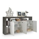 Moderne Designer-Wohnzimmerkommode 4 Türen schwarz weiß glänzend Cadiz BX Lagerbestand