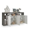 Moderne Designer-Wohnzimmerkommode 4 Türen schwarz weiß glänzend Cadiz BX Lagerbestand