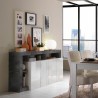 Moderne Designer-Wohnzimmerkommode 4 Türen schwarz weiß glänzend Cadiz BX Modell