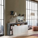 Wohnzimmer Sideboard modernes Design 4 Türen schwarz weiss glänzend Cadiz BX Preis