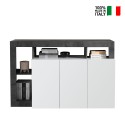 Moderne Küchen-Sideboard 3-türig, hochglanzweiß, 146 cm, schwarz Hailey BX Verkauf