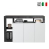 Moderne Küchen-Sideboard 3-türig, hochglanzweiß, 146 cm, schwarz Hailey BX Verkauf