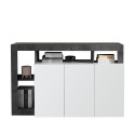 Moderne Küchen-Sideboard 3-türig, hochglanzweiß, 146 cm, schwarz Hailey BX Angebot