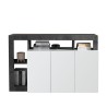 Moderne Küchen-Sideboard 3-türig, hochglanzweiß, 146 cm, schwarz Hailey BX Angebot